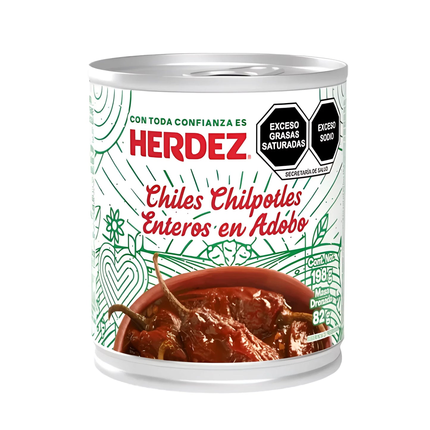 Chipotles Adobados Herdez 198g geräucherte Chipotle-Chilis in Adobo-Sauce